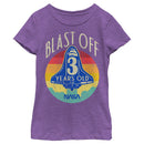 Girl's NASA Space Shuttle Blast Off 3rd Birthday Retro Portrait T-Shirt