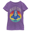 Girl's NASA Space Shuttle Blast Off 8th Birthday Retro Portrait T-Shirt