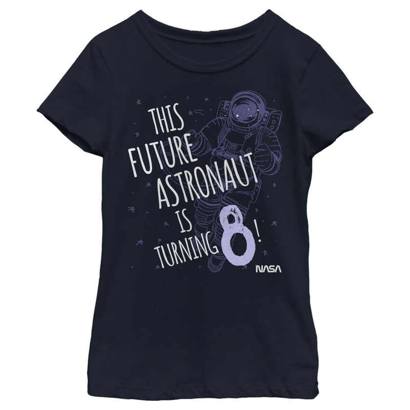 Girl's NASA This Future Astronaut Is Turning 8 Outline Sketch T-Shirt