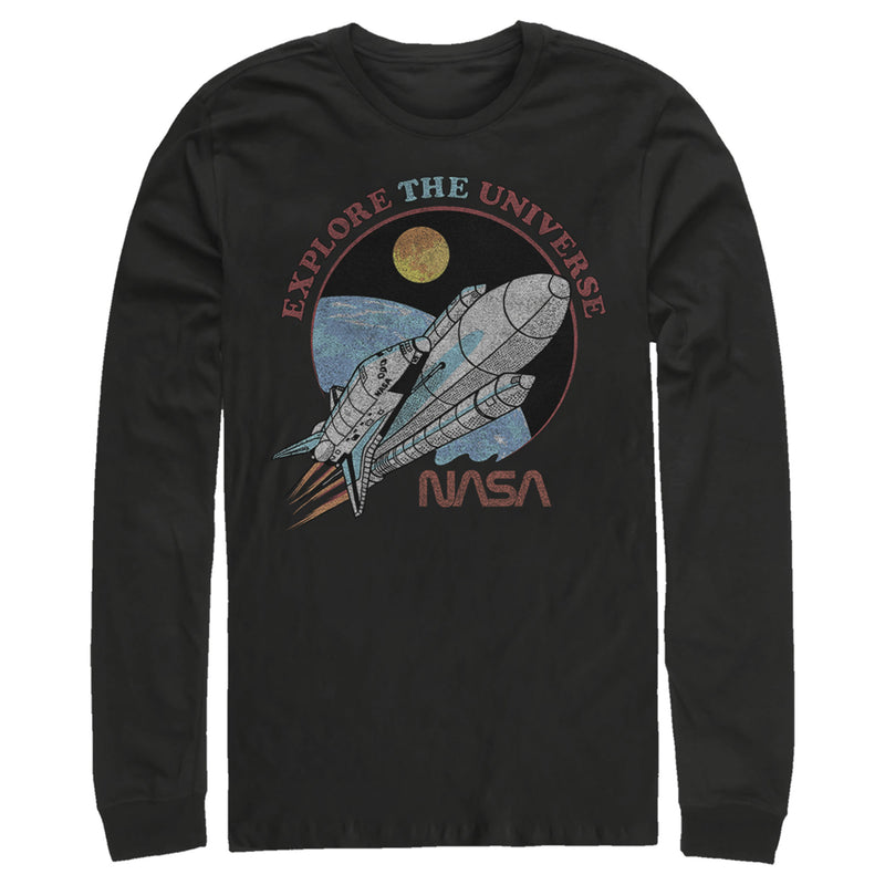 Men's NASA Explore The Universe Circle Portrait Long Sleeve Shirt