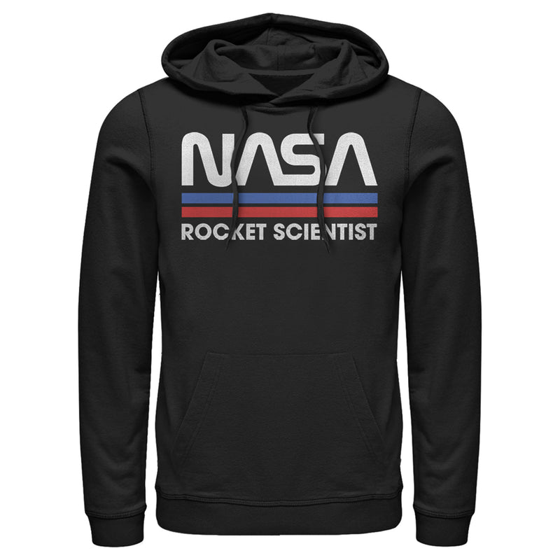 Men's NASA Rocket Scientist Vintage Striped Logo Pull Over Hoodie