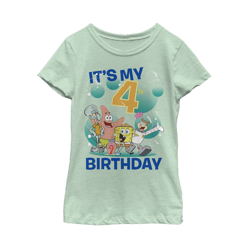 Girl's SpongeBob SquarePants Under the Sea 4th Birthday T-Shirt
