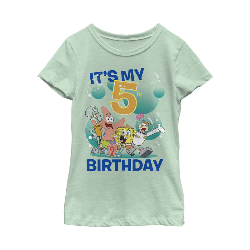 Girl's SpongeBob SquarePants Under the Sea 5th Birthday T-Shirt