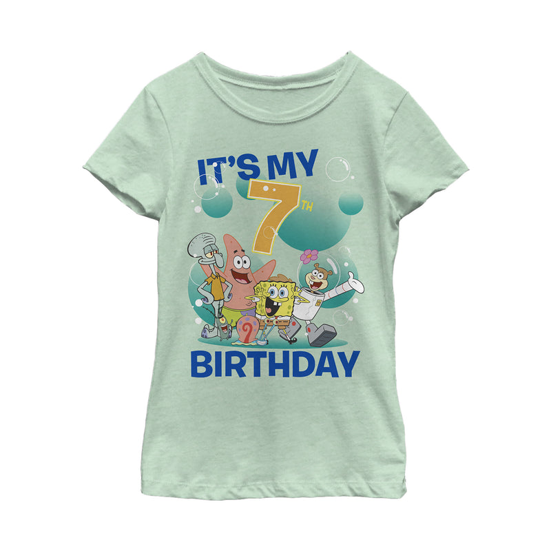 Girl's SpongeBob SquarePants Under the Sea 7th Birthday T-Shirt