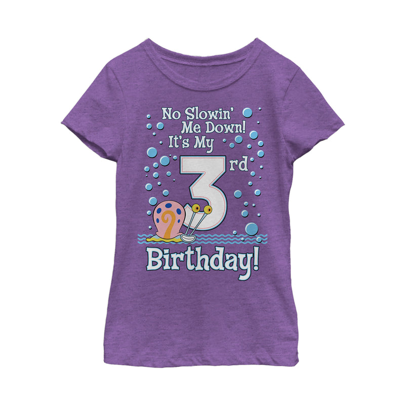 Girl's SpongeBob SquarePants Gary 3rd Birthday T-Shirt