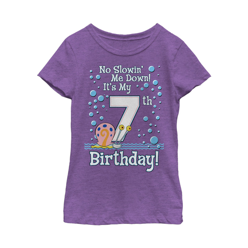 Girl's SpongeBob SquarePants Gary 7th Birthday T-Shirt