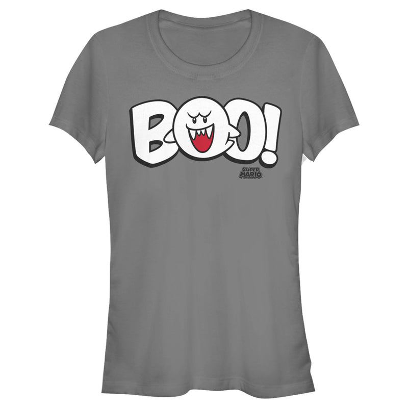 Junior's Nintendo Mario Boo! Bubble Text T-Shirt