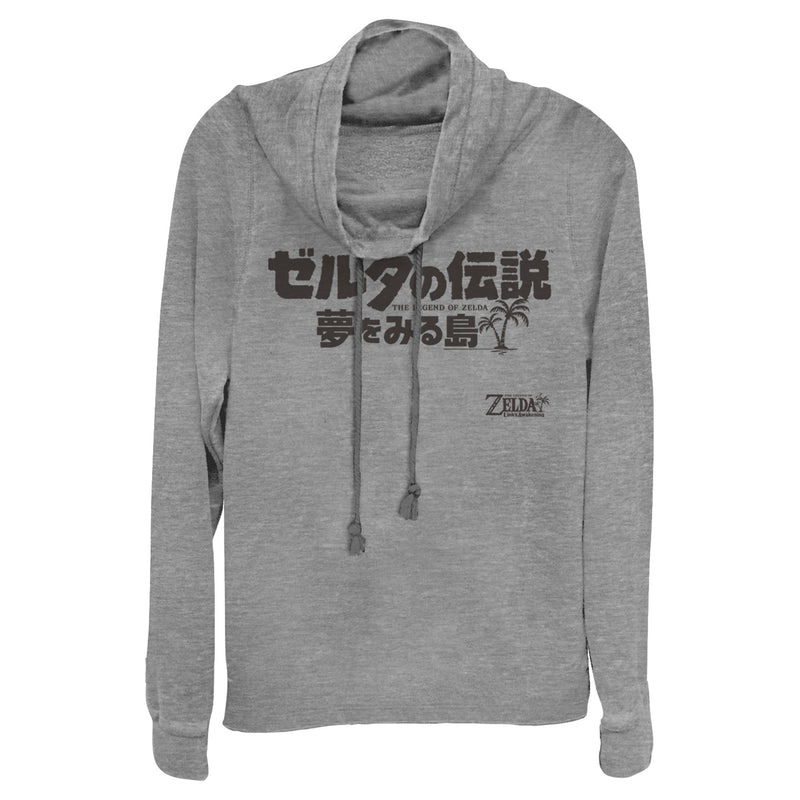 Junior's Nintendo Legend of Zelda Link's Awakening Japanese Character Logo Cowl Neck Sweatshirt