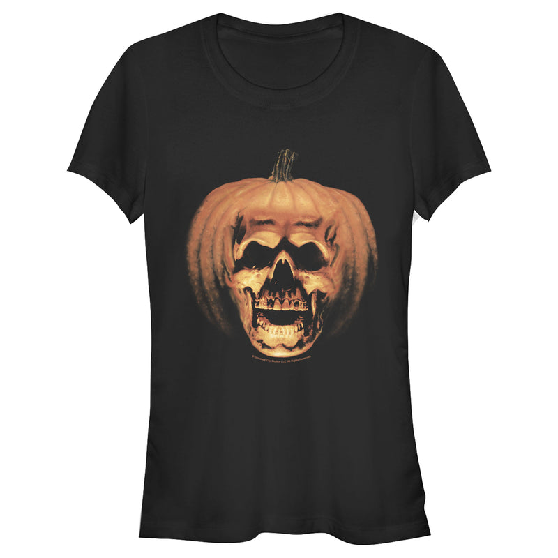 Junior's Halloween II Skeleton Carved Pumpkin T-Shirt