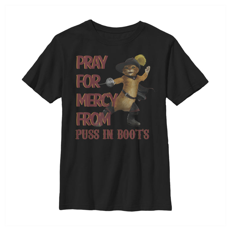 Boy's Shrek Puss In Boots Pray for Mercy T-Shirt