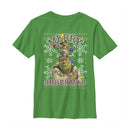 Boy's Shrek Merry Shrekmas Snowflakes T-Shirt
