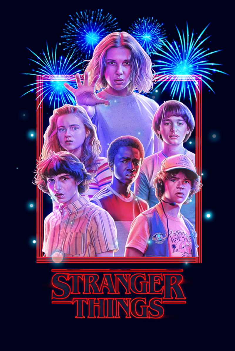 Men's Stranger Things Fourth of July  Character Frame T-Shirt