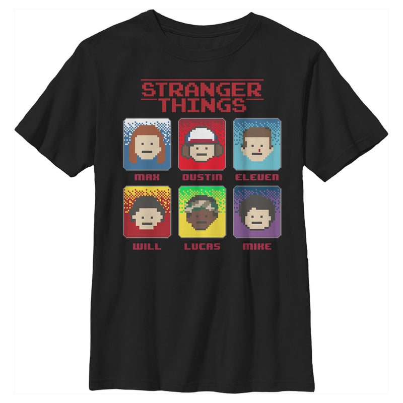 Boy's Stranger Things Group Shot 8-Bit Box Up T-Shirt