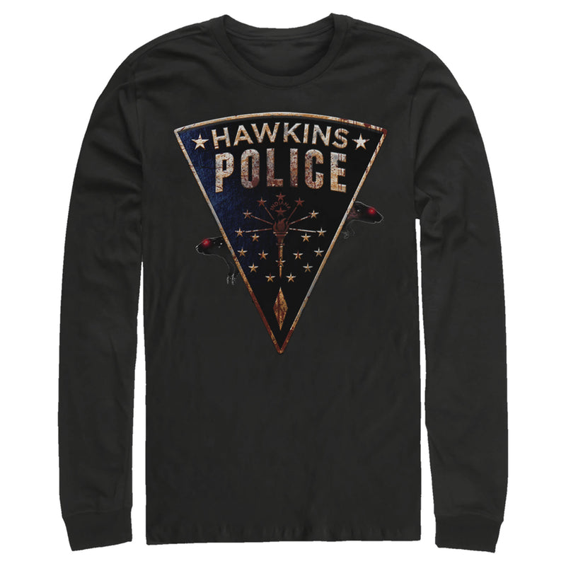 Men's Stranger Things Hawkins Police Rat Crest Long Sleeve Shirt