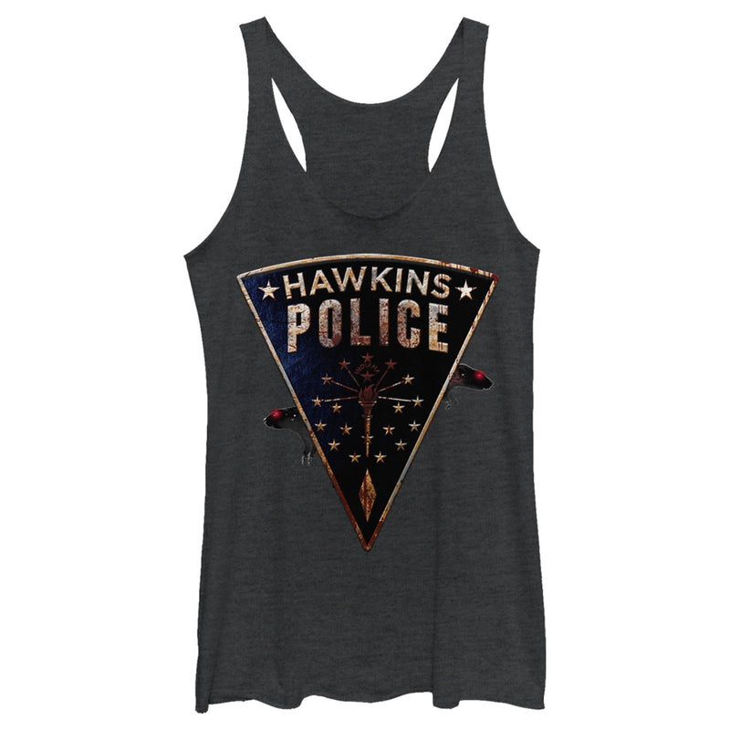 Women's Stranger Things Hawkins Police Rat Crest Racerback Tank Top