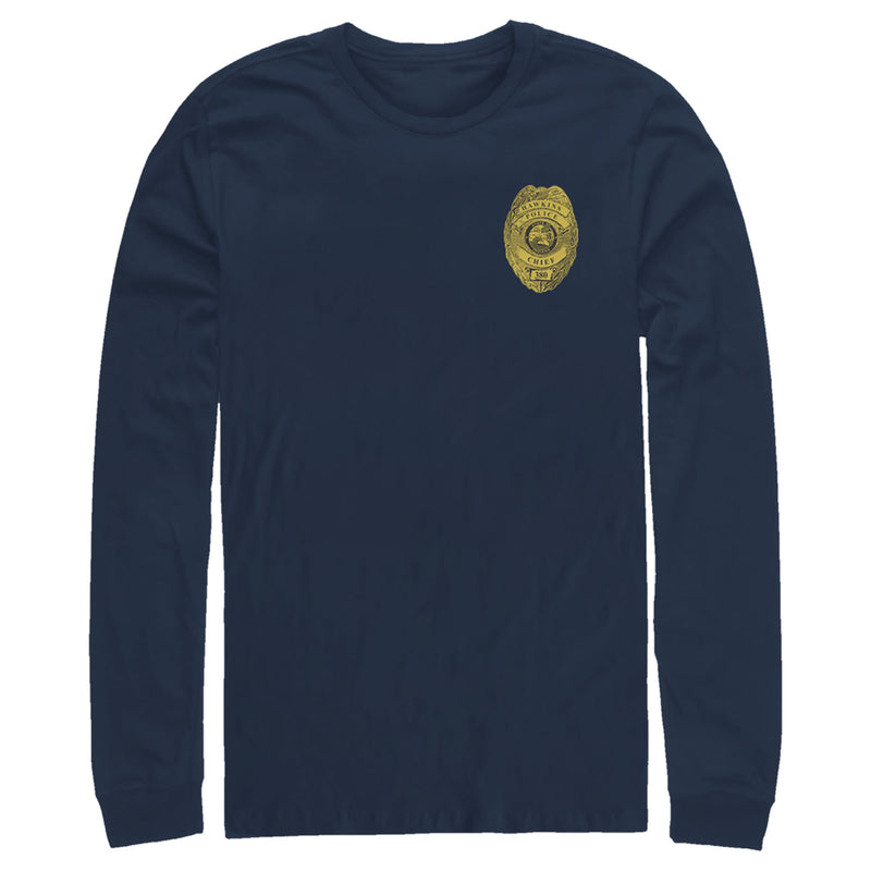 Men's Stranger Things Hawkins Police Badge Costume Long Sleeve Shirt