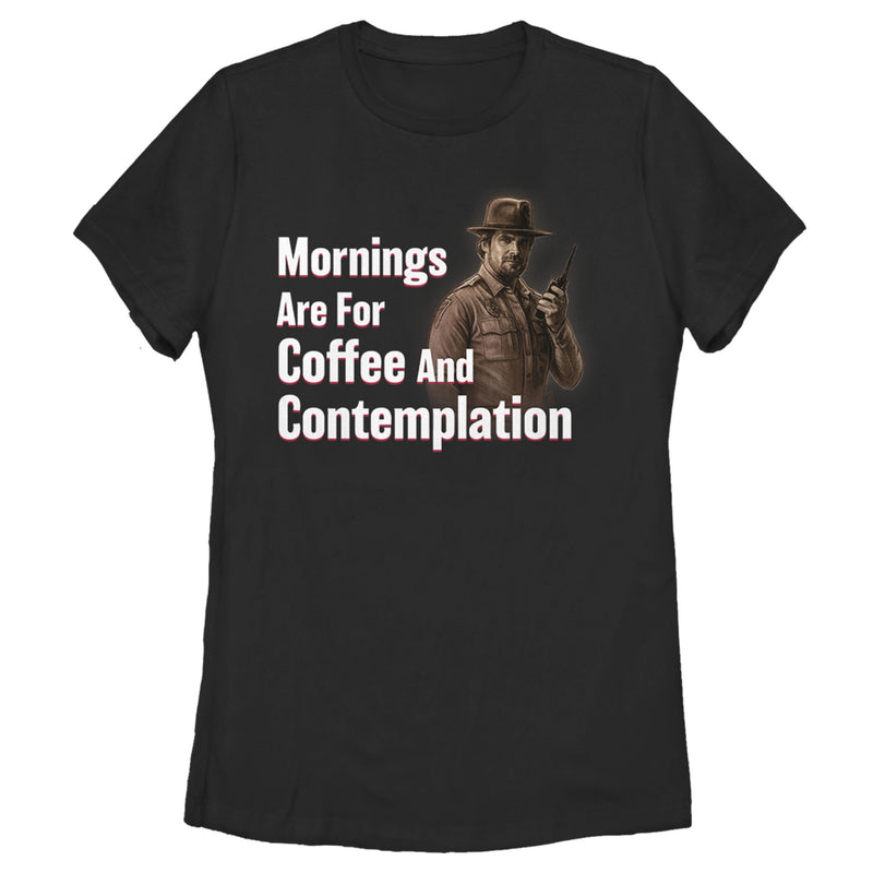 Women's Stranger Things Hopper Coffee and Contemplation T-Shirt