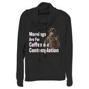 Junior's Stranger Things Hopper Coffee and Contemplation Cowl Neck Sweatshirt