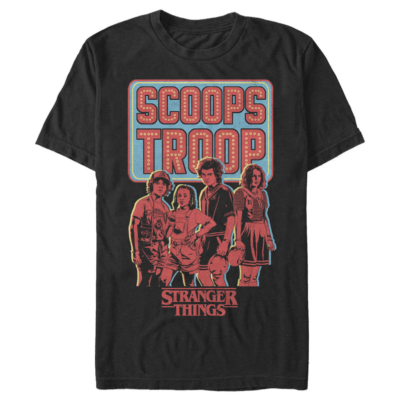 Men's Stranger Things Scoops Troop Character Pose T-Shirt