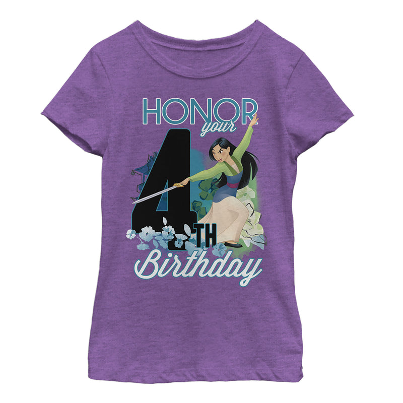 Girl's Mulan Honor Your 4th Birthday T-Shirt