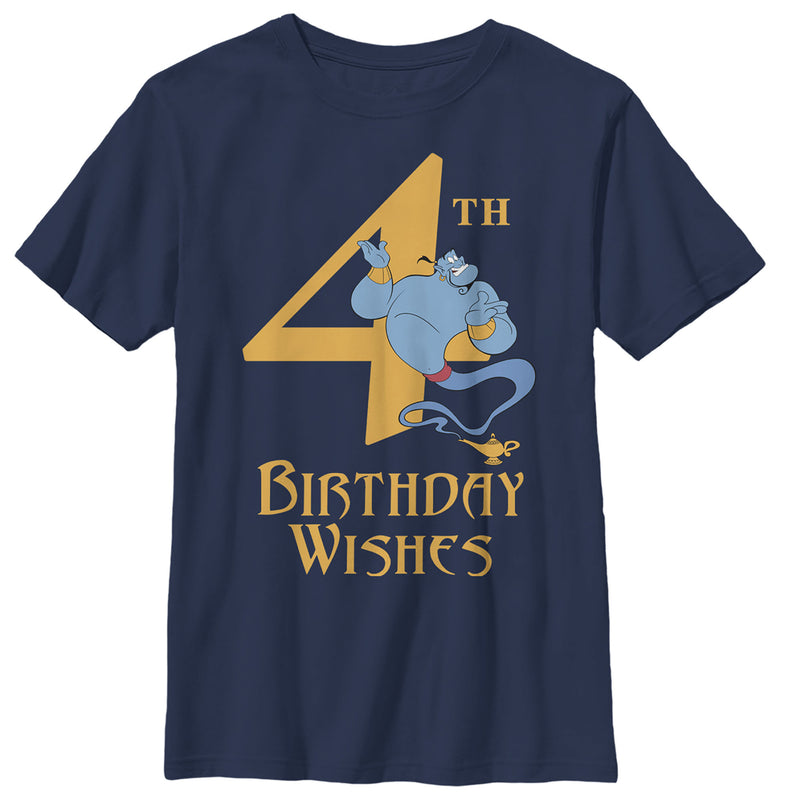 Boy's Aladdin Genie 4th Birthday Wishes T-Shirt