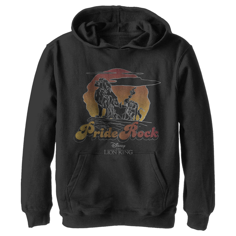 Boy's Lion King Retro Pride Rock Line Art Pull Over Hoodie