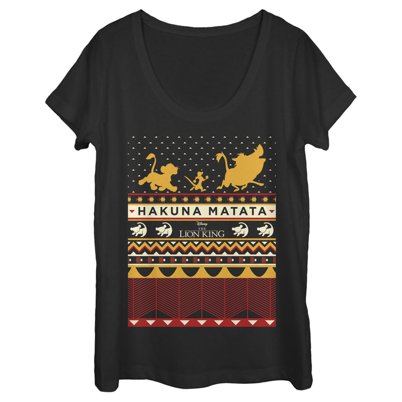 Women's Lion King Ugly Christmas Hakuna Matata Scoop Neck