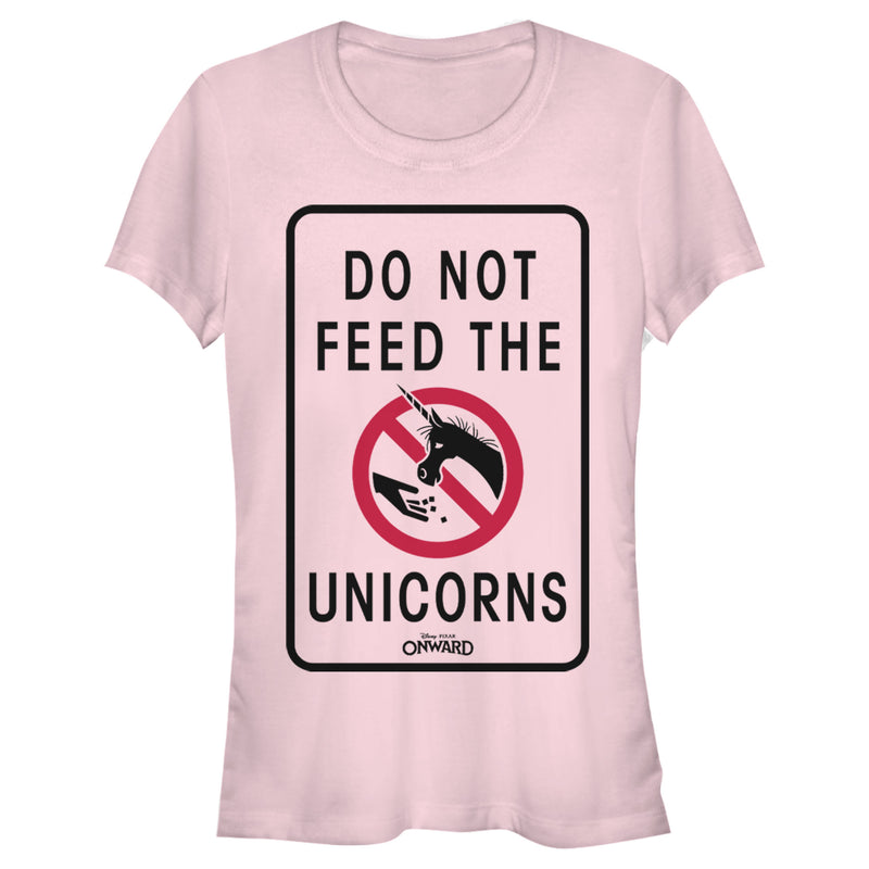 Junior's Onward Do Not Feed Unicorn Warning T-Shirt