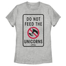 Women's Onward Do Not Feed Unicorn Warning T-Shirt