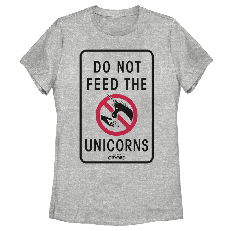 Women's Onward Do Not Feed Unicorn Warning T-Shirt