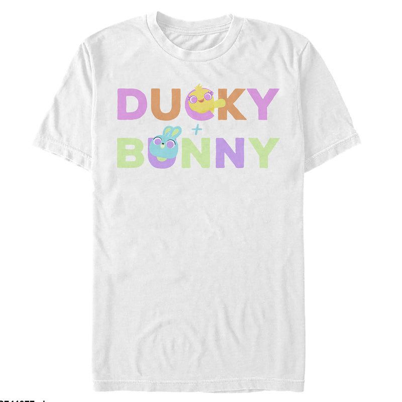 Men's Toy Story Ducky & Bunny Rainbow Text T-Shirt