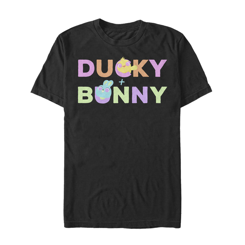 Men's Toy Story Ducky & Bunny Rainbow Text T-Shirt