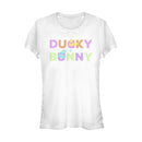 Junior's Toy Story Ducky & Bunny Rainbow Text T-Shirt