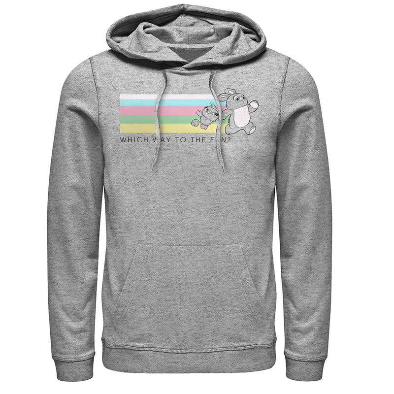 Men's Toy Story Ducky & Bunny Fun Rainbow Race Pull Over Hoodie