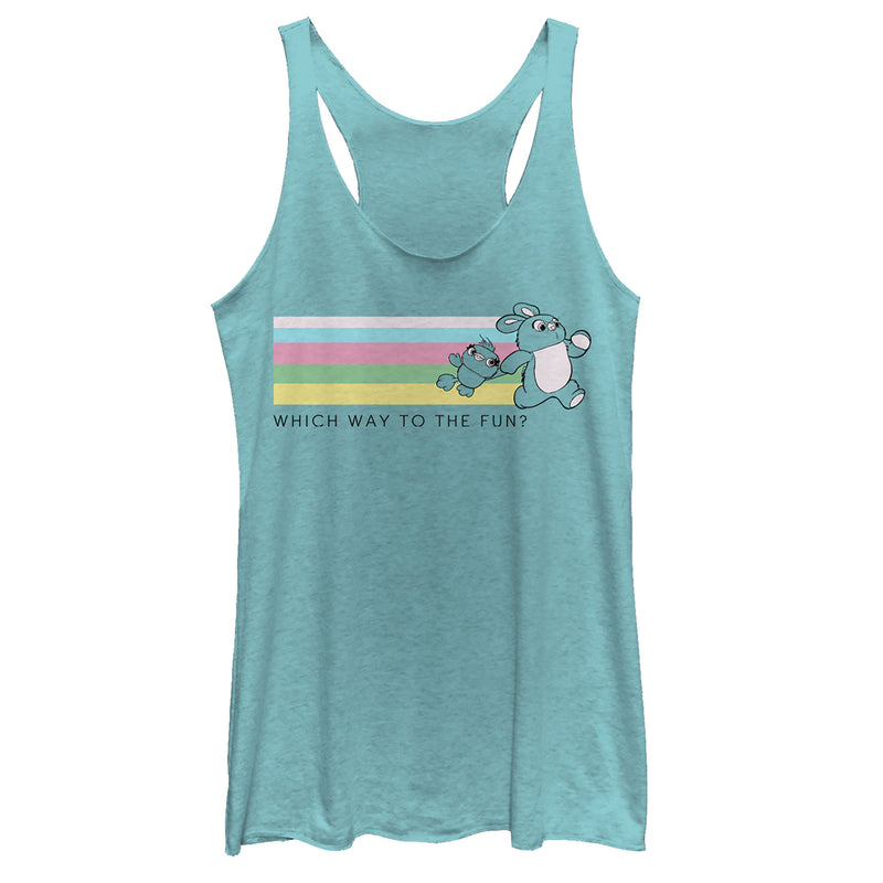 Women's Toy Story Ducky & Bunny Fun Rainbow Race Racerback Tank Top