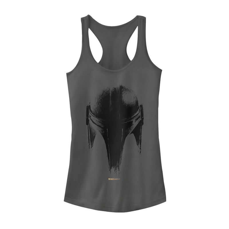 Junior's Star Wars: The Mandalorian Metallic Helmet Racerback Tank Top