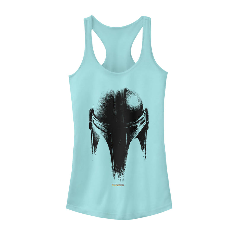 Junior's Star Wars: The Mandalorian Metallic Helmet Racerback Tank Top