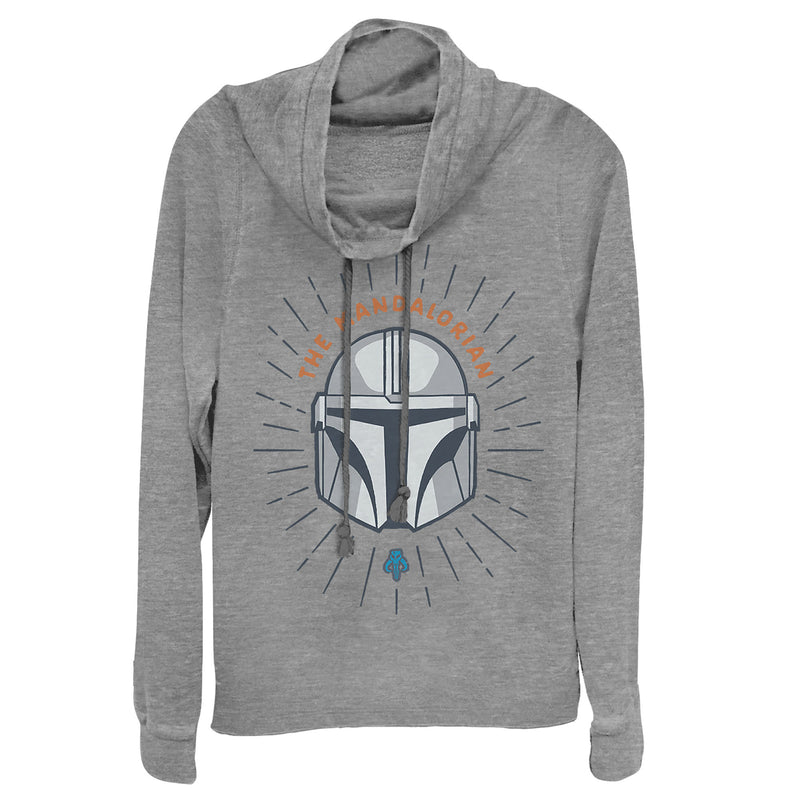 Junior's Star Wars: The Mandalorian Helmet Cartoon Cowl Neck Sweatshirt