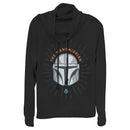 Junior's Star Wars: The Mandalorian Helmet Cartoon Cowl Neck Sweatshirt