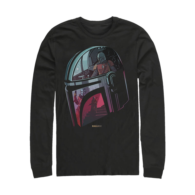 Men's Star Wars: The Mandalorian Helmet Reflection Long Sleeve Shirt