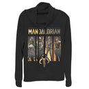 Junior's Star Wars: The Mandalorian Character Panel Cowl Neck Sweatshirt