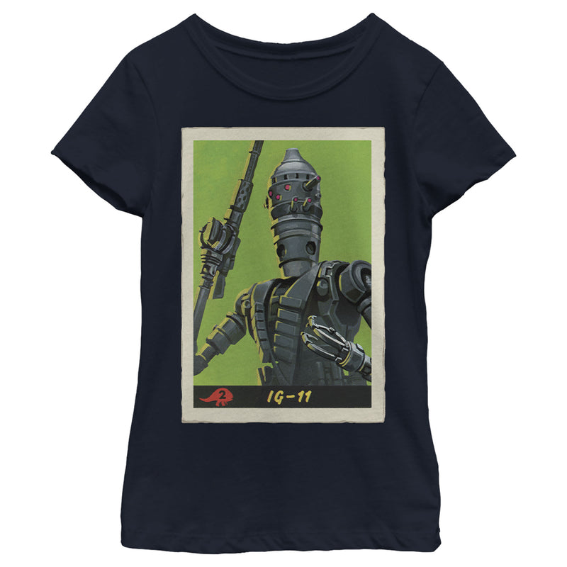 Girl's Star Wars: The Mandalorian IG-11 Droid Card T-Shirt