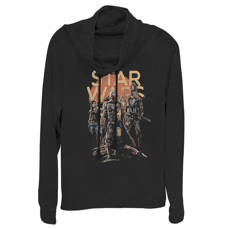 Junior's Star Wars: The Mandalorian Character Entourage Cowl Neck Sweatshirt