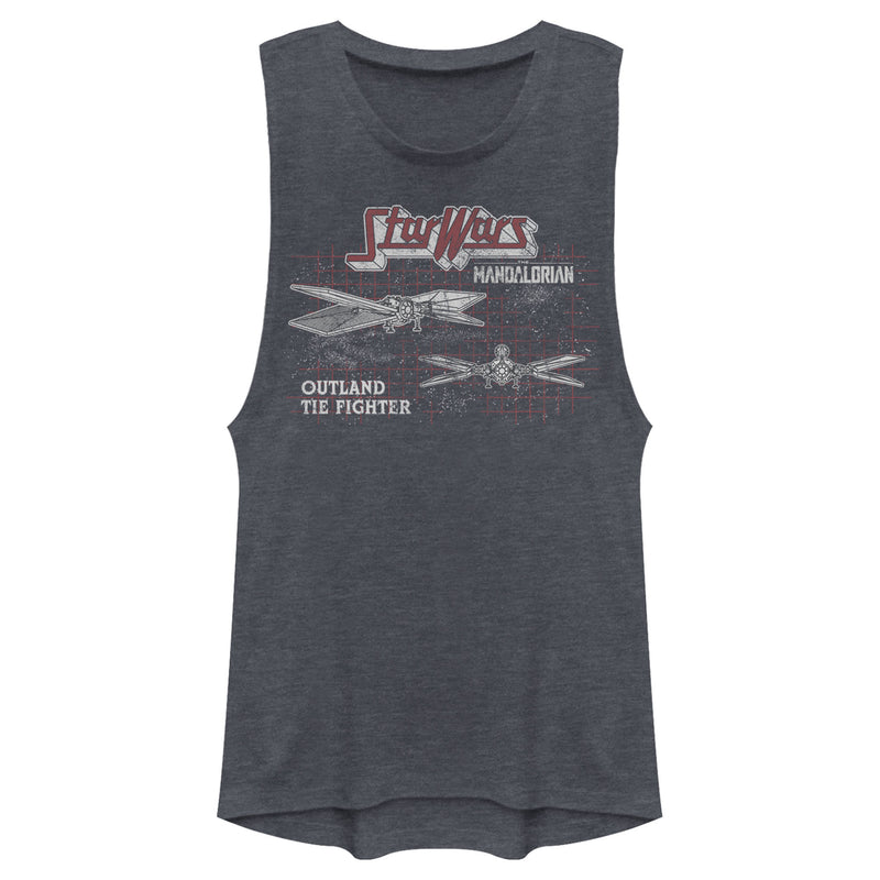 Junior's Star Wars: The Mandalorian TIE Fighter Grid Festival Muscle Tee