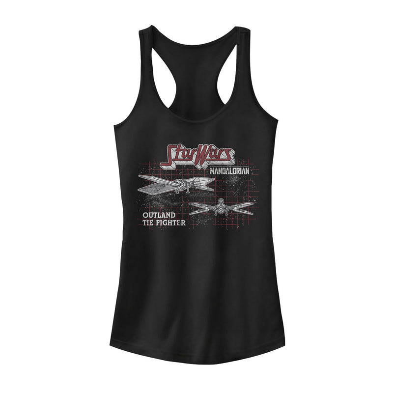 Junior's Star Wars: The Mandalorian TIE Fighter Grid Racerback Tank Top