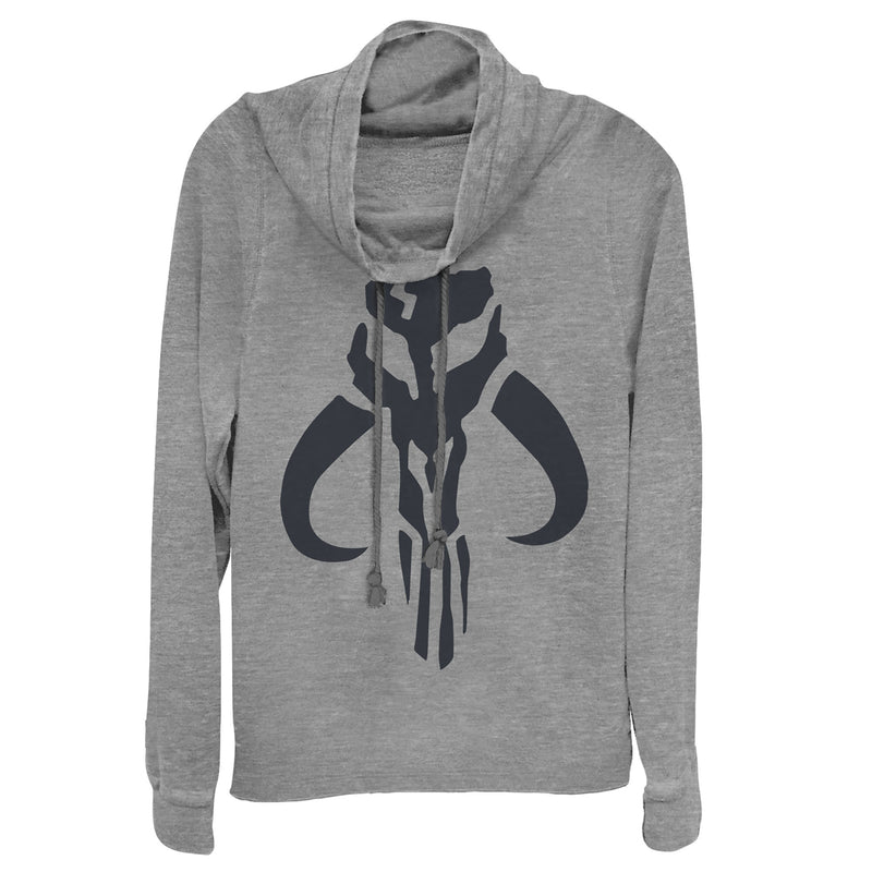 Junior's Star Wars: The Mandalorian Mythosaur Skull Logo Cowl Neck Sweatshirt