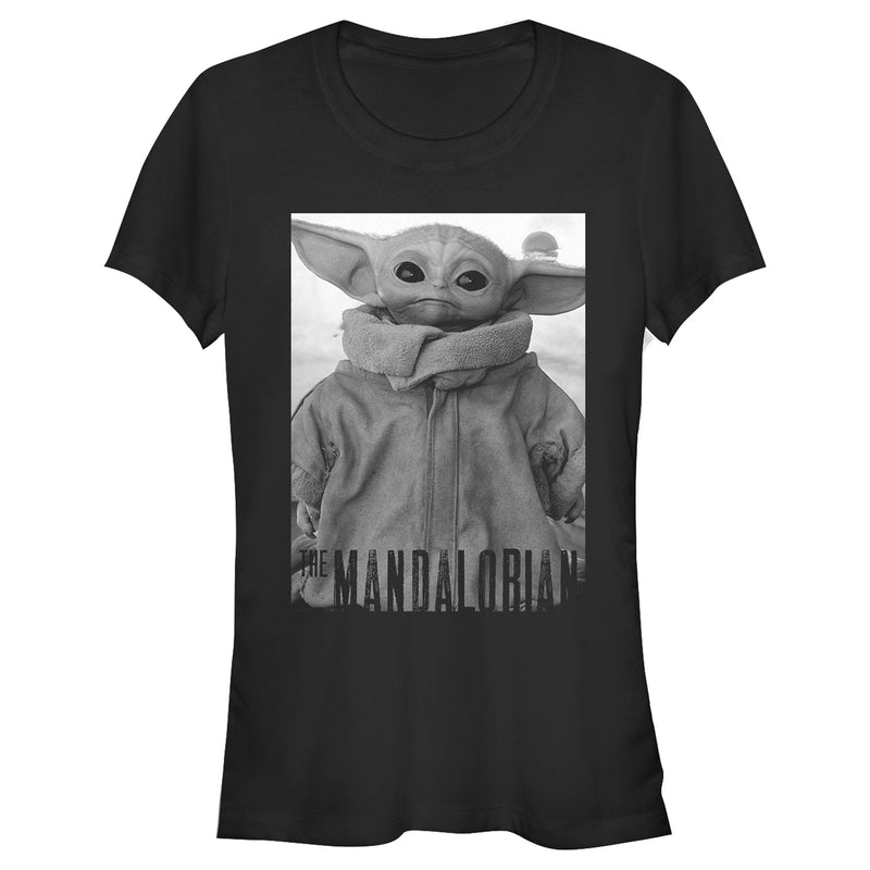 Junior's Star Wars: The Mandalorian The Child Gray Grayscale Pose T-Shirt