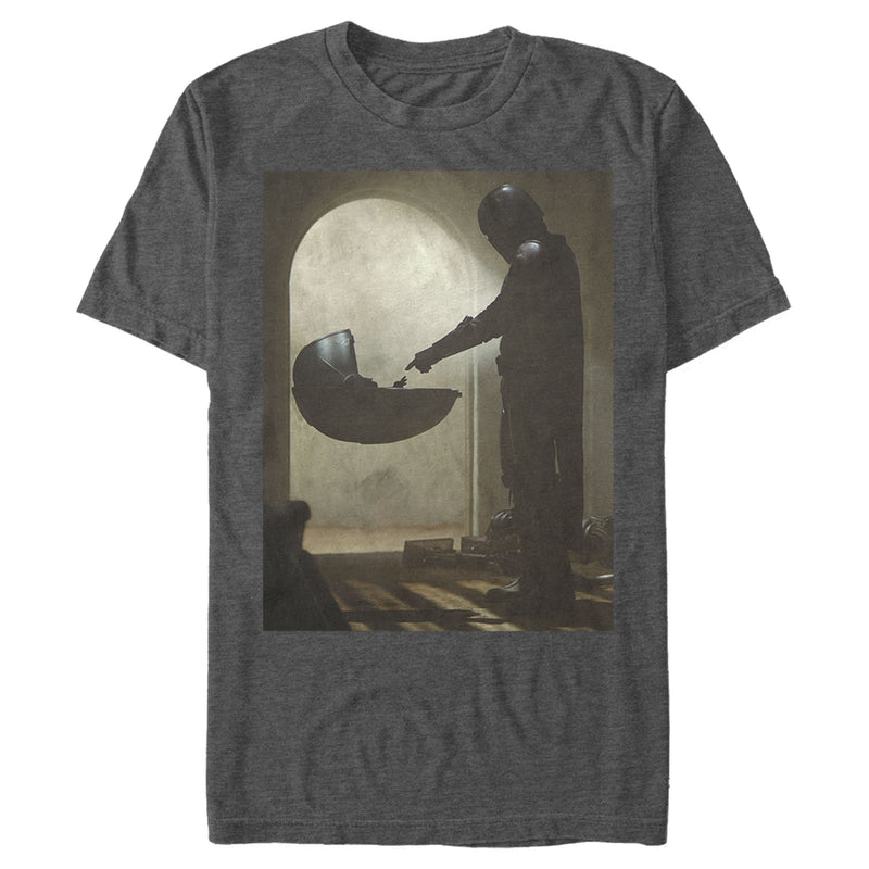 Men's Star Wars: The Mandalorian The Child and Bounty Hunter Portrait Scene T-Shirt