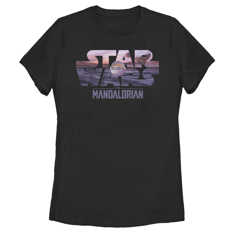 Women's Star Wars: The Mandalorian The Child Sunset Logo T-Shirt