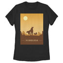 Women's Star Wars: The Mandalorian The Child and Bounty Hunter Silhouette Desert T-Shirt